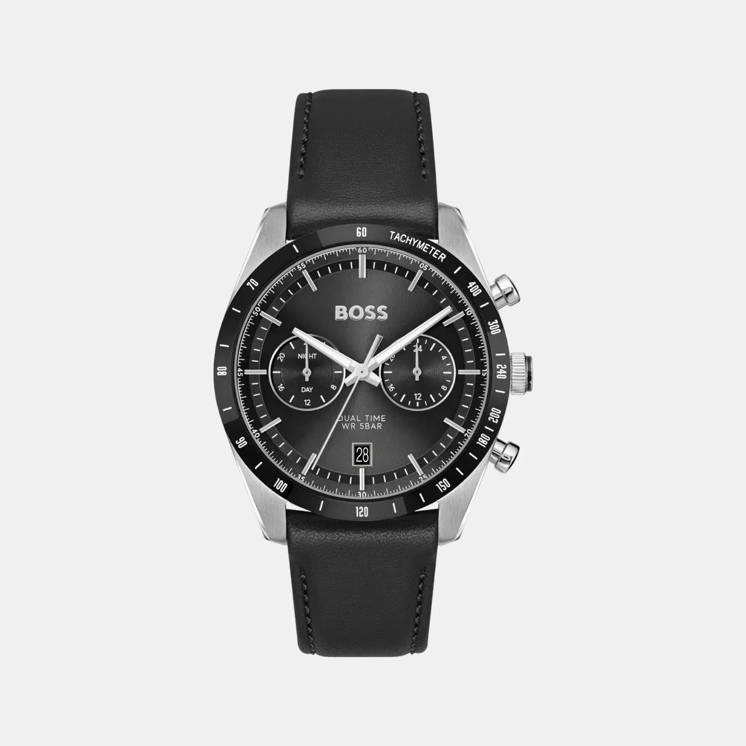 Boss Tourmaster Men Quartz Black Dial Multi-Function Leather Watch 1514284