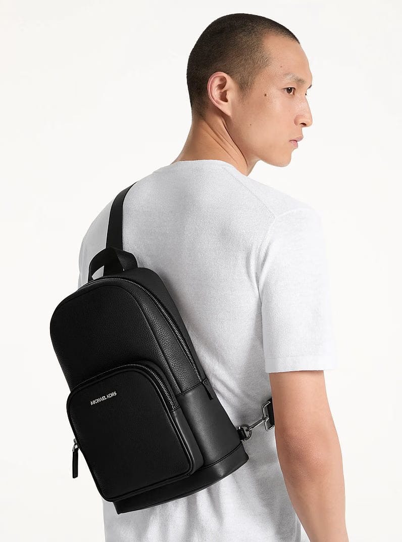 Michael Kors Cooper Pebbled Leather Sling Pack Black