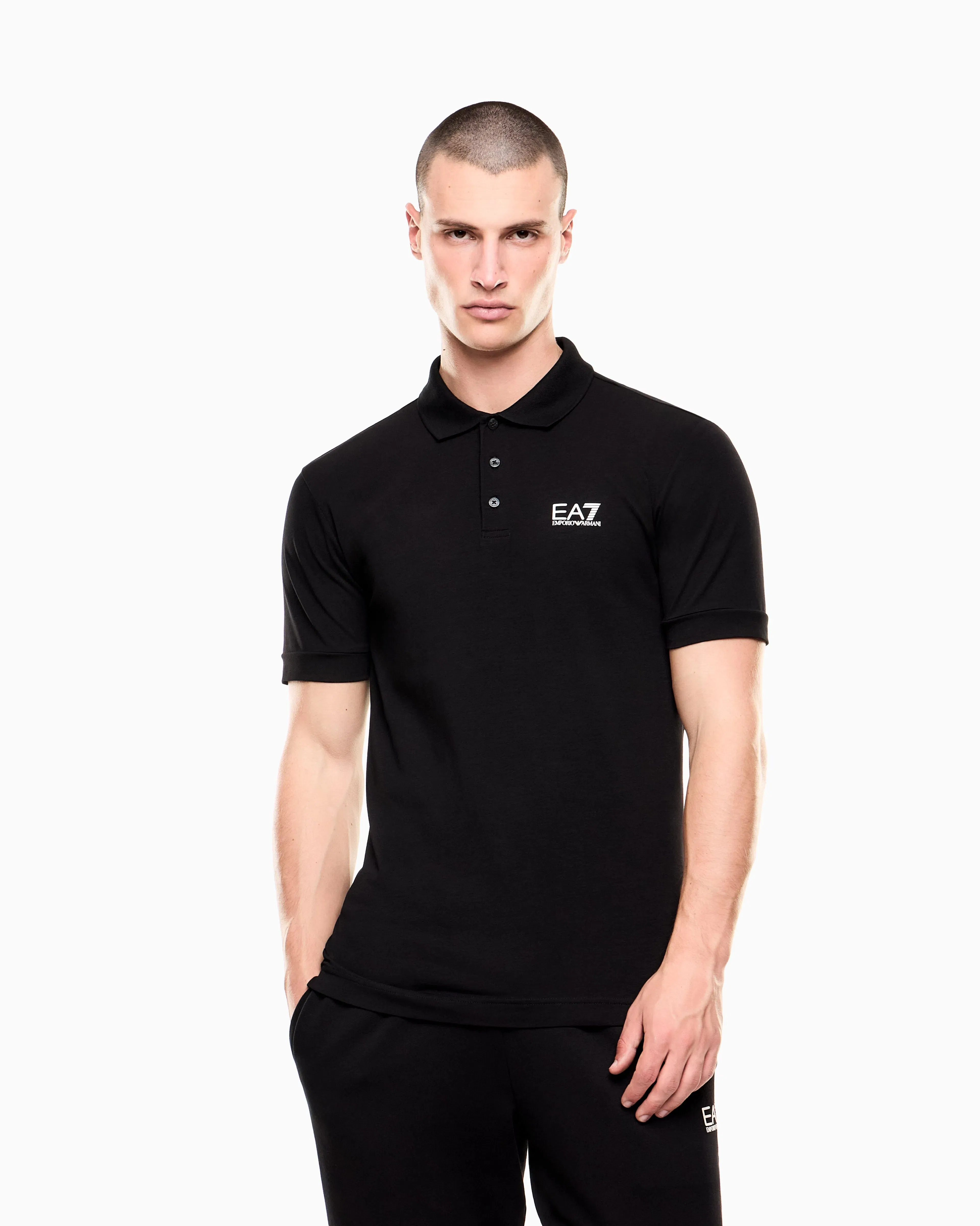 EA7 Stretch polo in cotton jersey with chest logo Core Identity