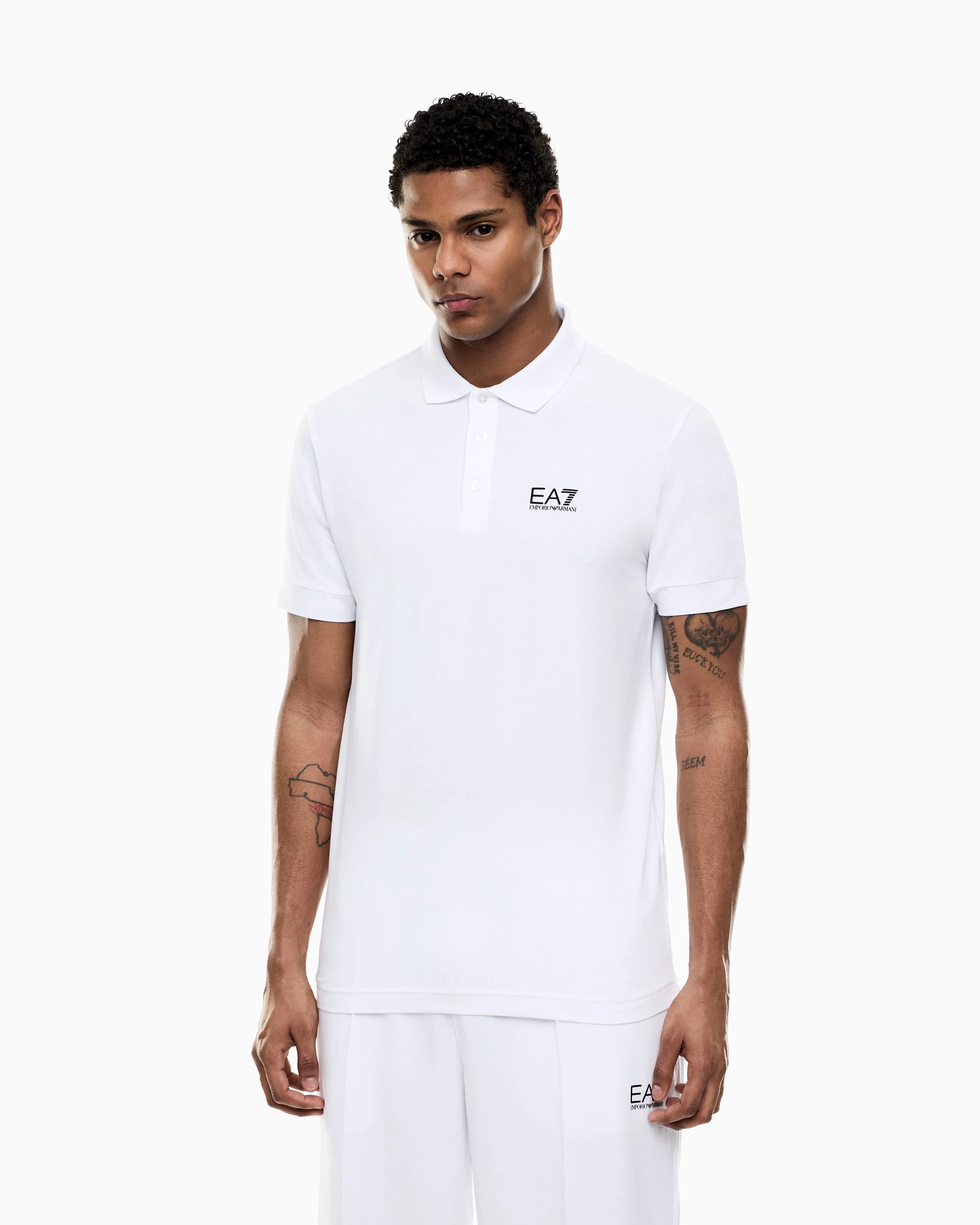 EA7 Stretch polo in cotton jersey with chest logo Core Identity