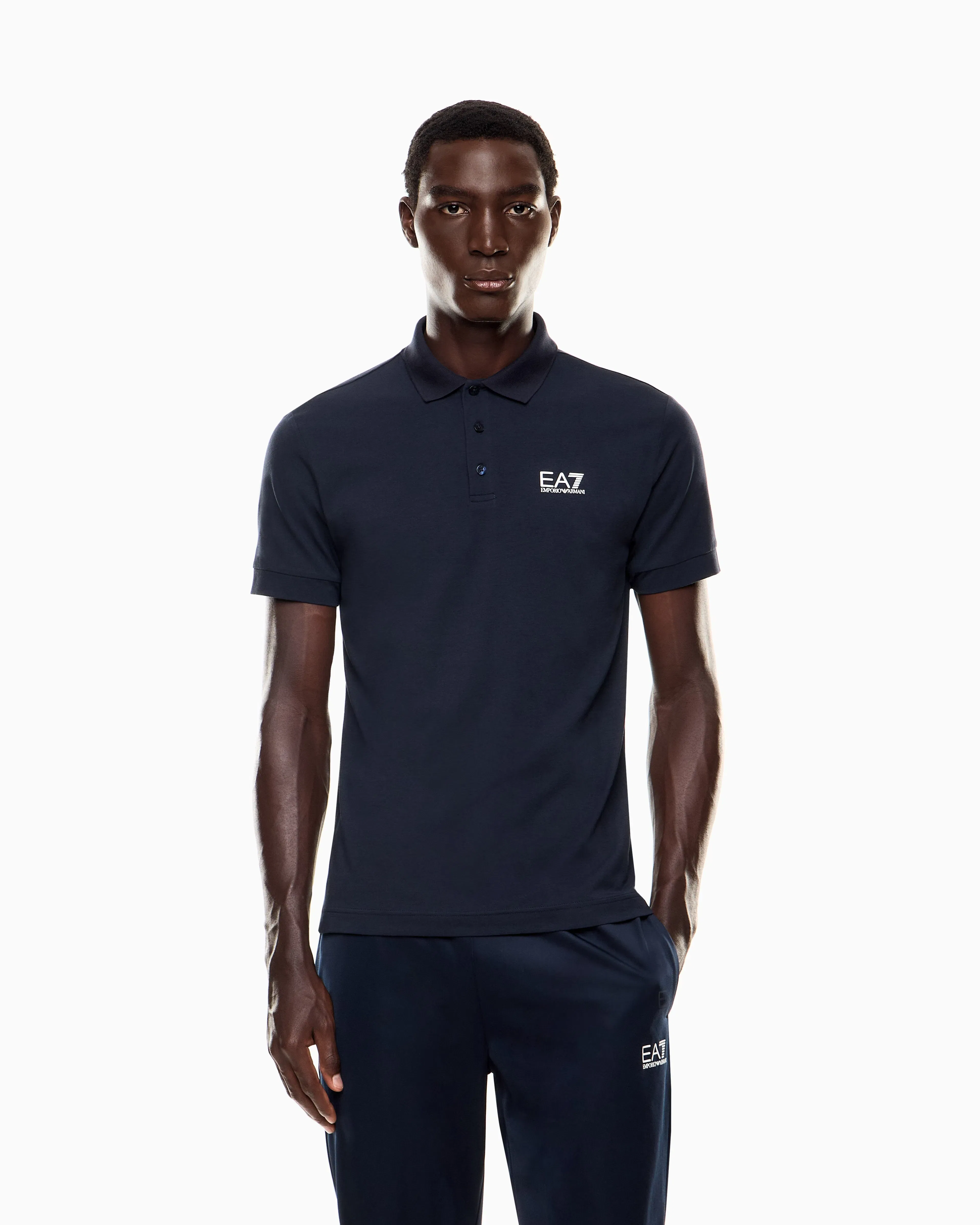 EA7 Stretch polo in cotton jersey with chest logo Core Identity