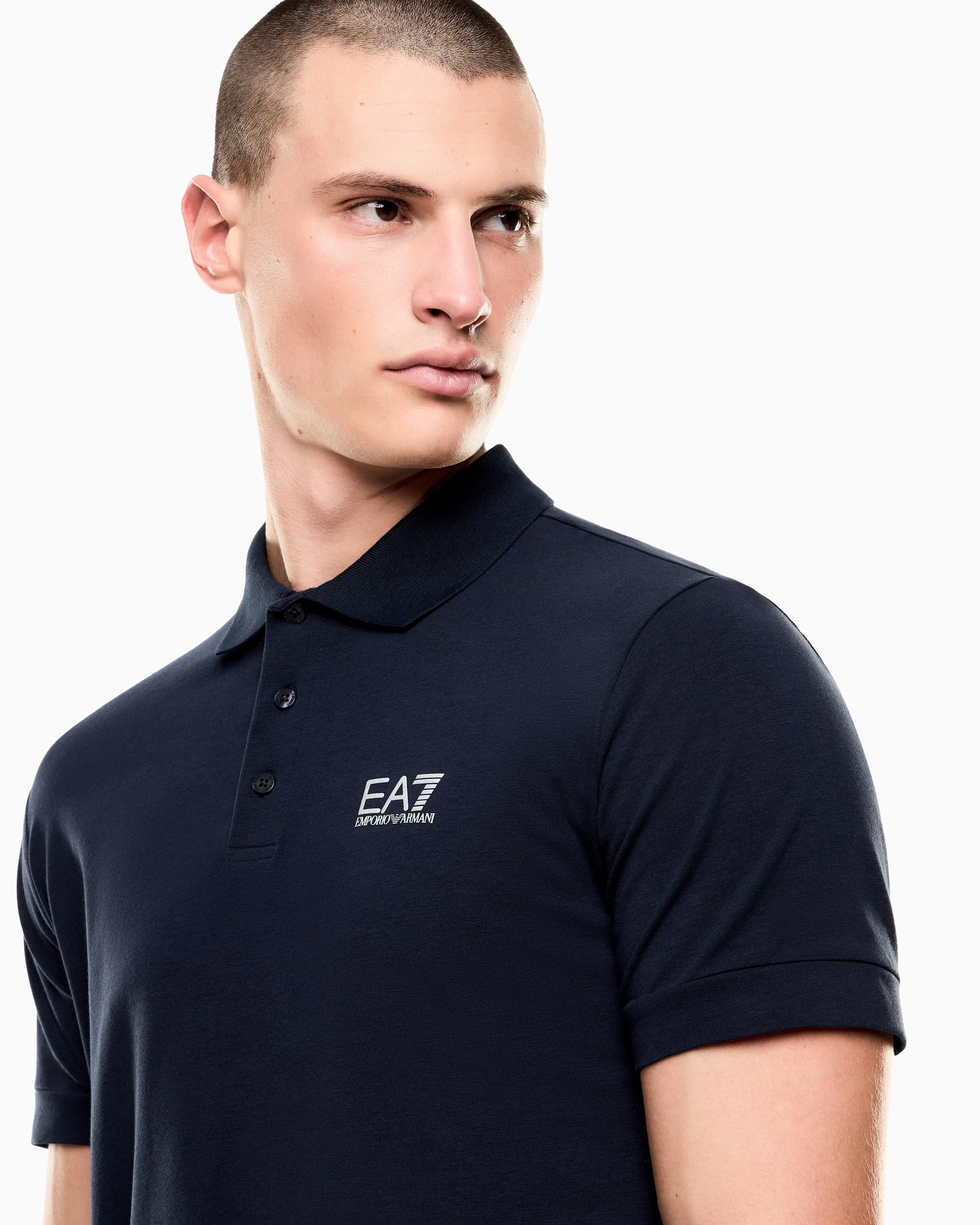 EA7 Stretch polo in cotton jersey with chest logo Core Identity