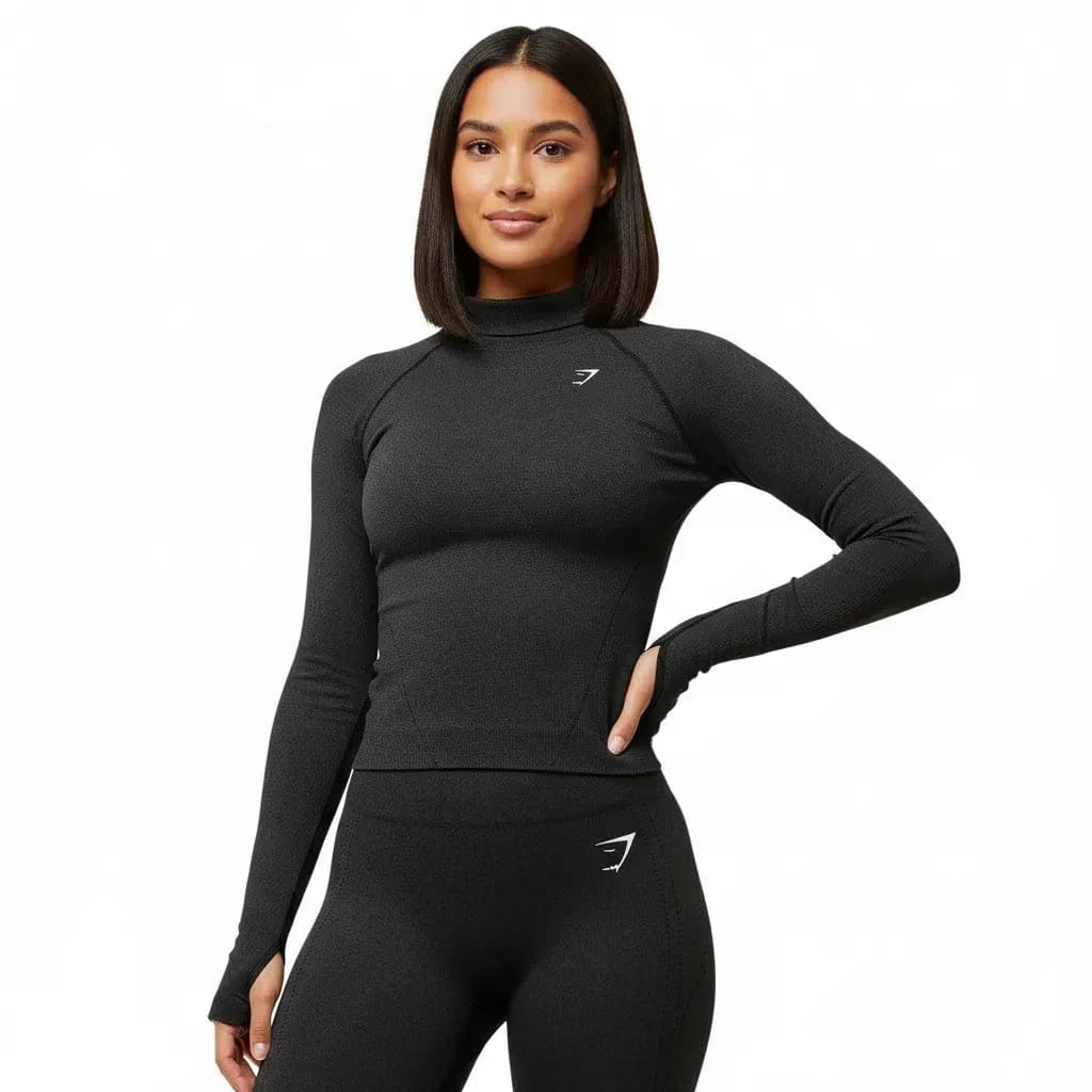 Gymshark Vital Warm Long Sleeve Top - Black Marl