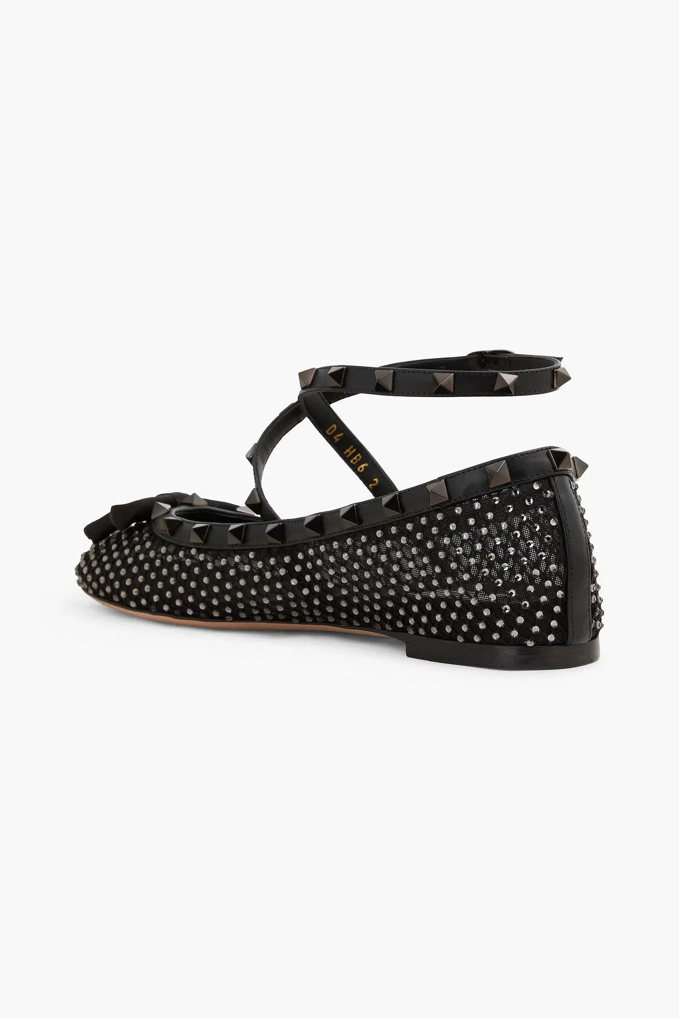 Valentino Garavani Rockstud Crystal-Embellished Mesh Ballet Flats Black Women's