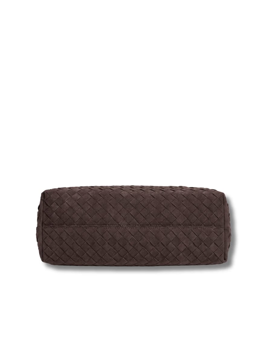 Sia- Ladies Woven Tote Bag , Faux Leather | Chocolate