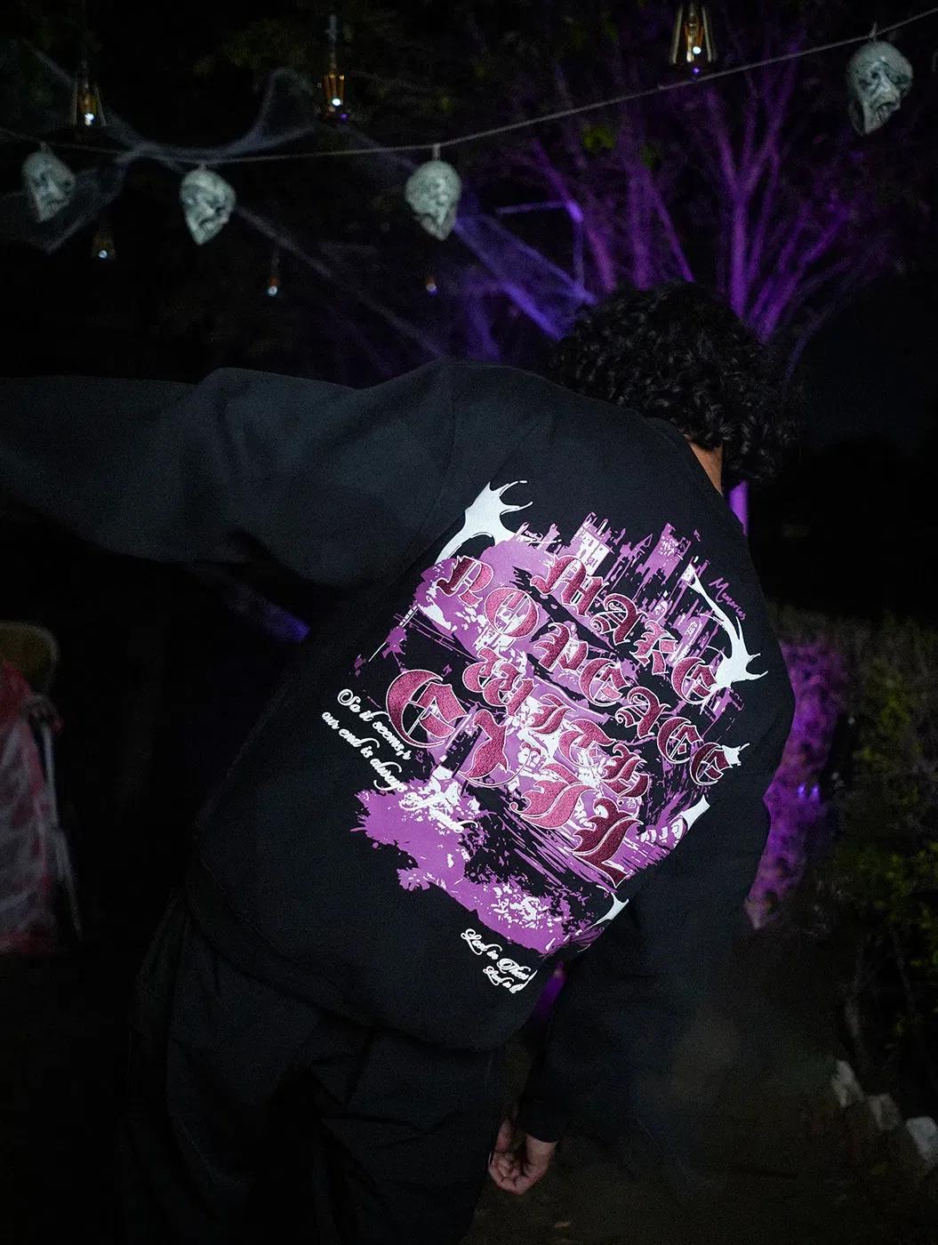No Peace With EVIL - Black Embroidered Drop Shoulder Men Oversized Sweatshirt