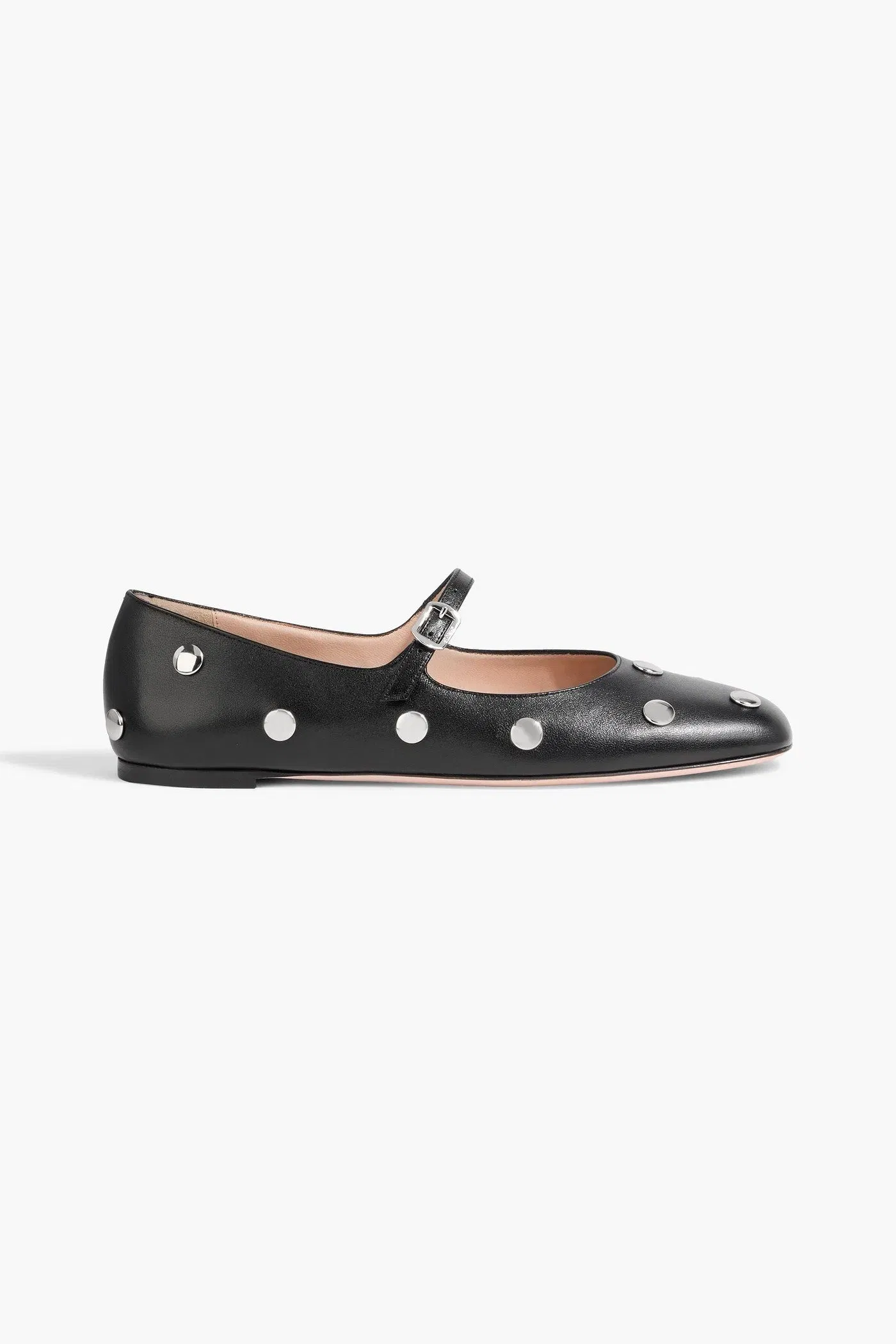 Bally Belkys Studded Leather Mary Jane Flats Black Women's
