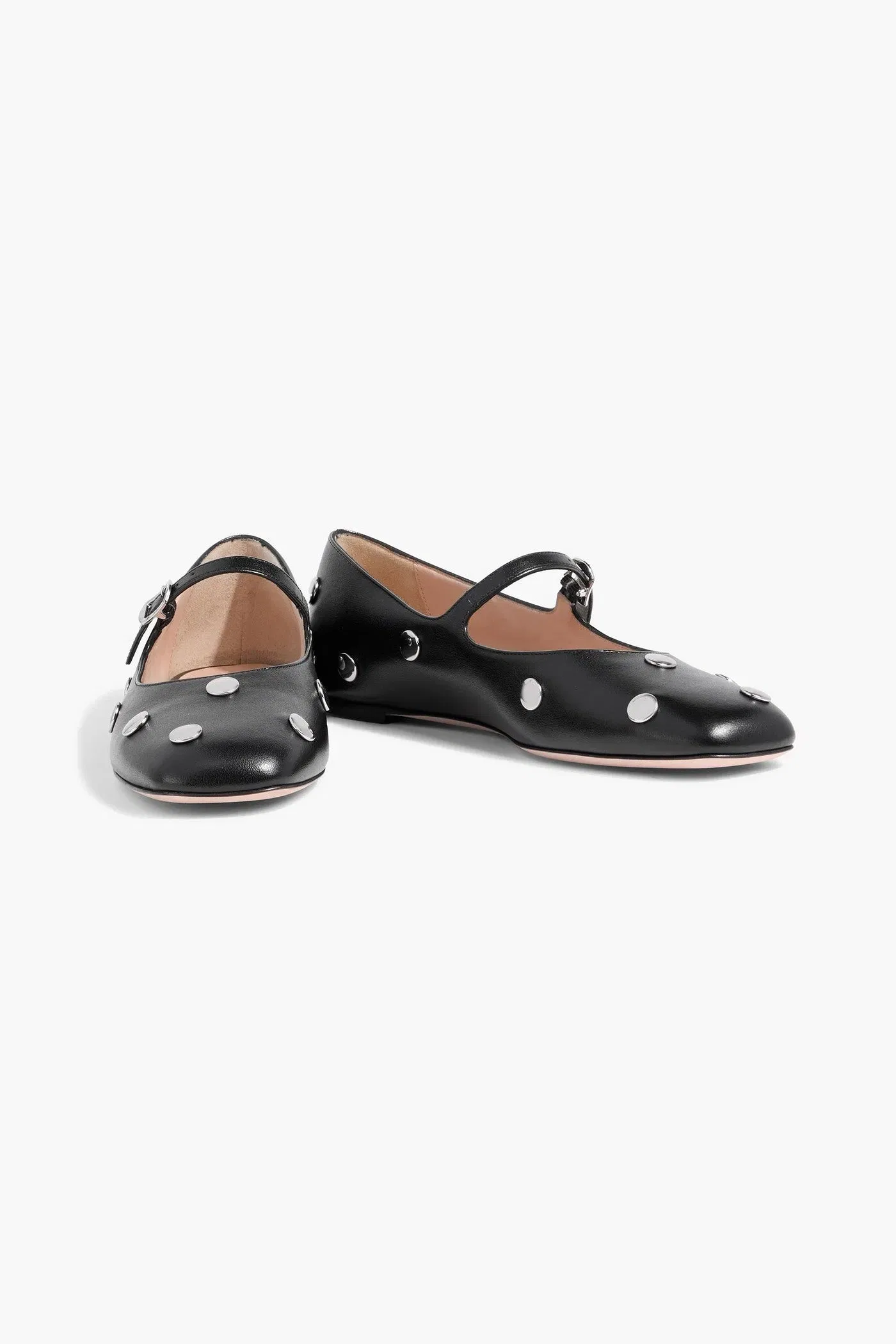 Bally Belkys Studded Leather Mary Jane Flats Black Women's