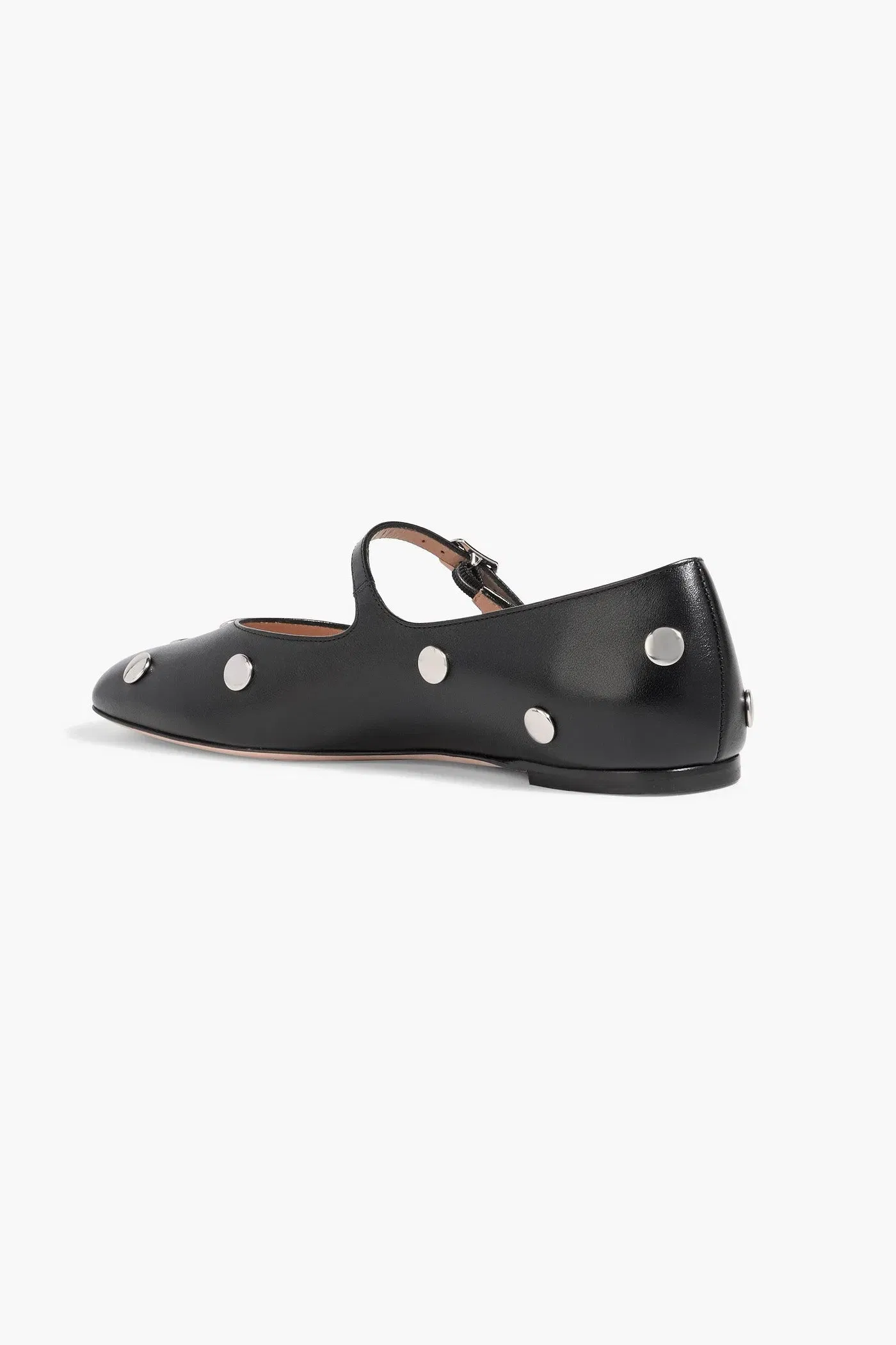 Bally Belkys Studded Leather Mary Jane Flats Black Women's
