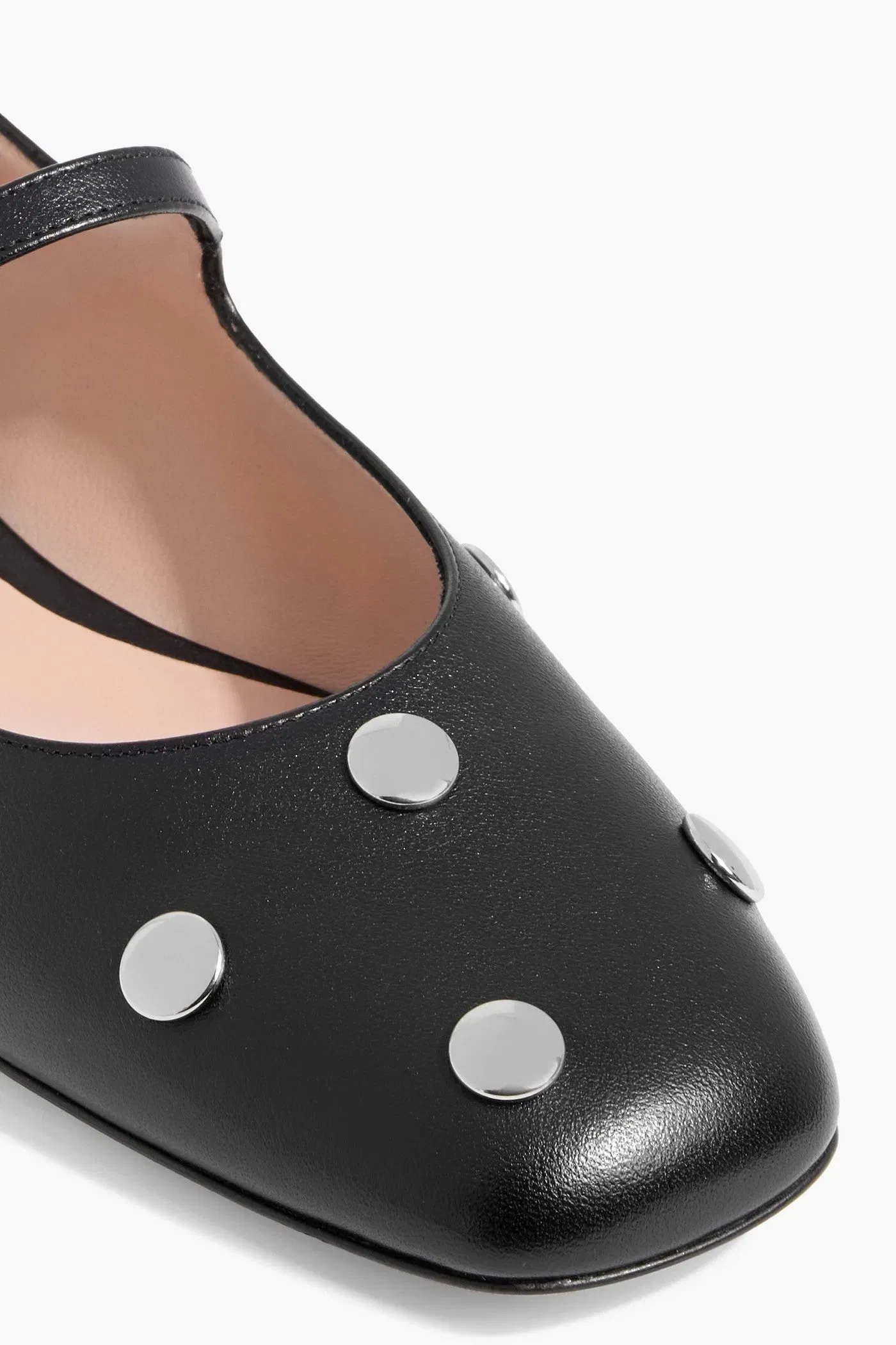 Bally Belkys Studded Leather Mary Jane Flats Black Women's