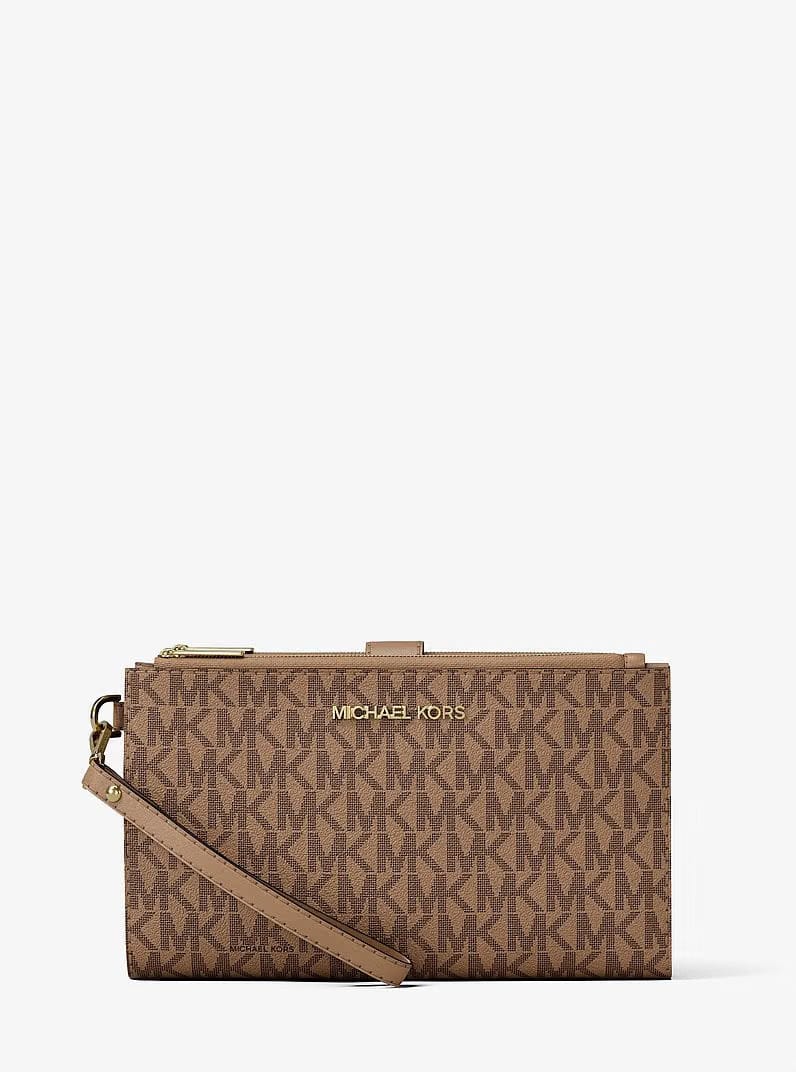 Michael Kors Jet Set Large Signature Logo Wristlet Camel