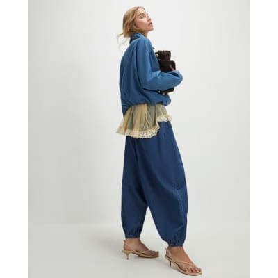 Blue Pull On Cuffed Hareem Jeans