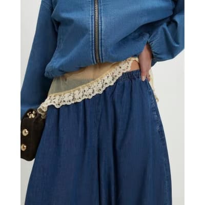 Blue Pull On Cuffed Hareem Jeans