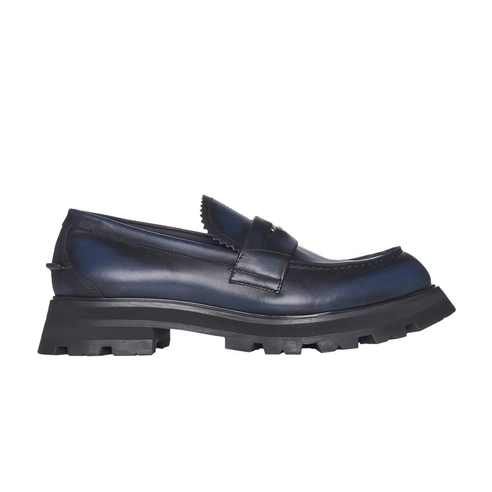 Alexander McQueen Seal Logo Leather Loafer Blue