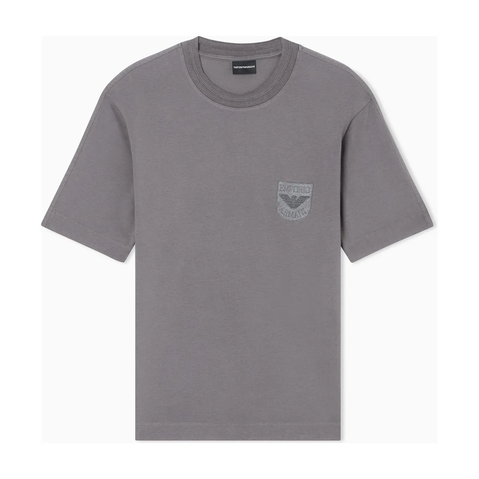Emporio Armani Heavy jersey T-shirt with shield embroidery