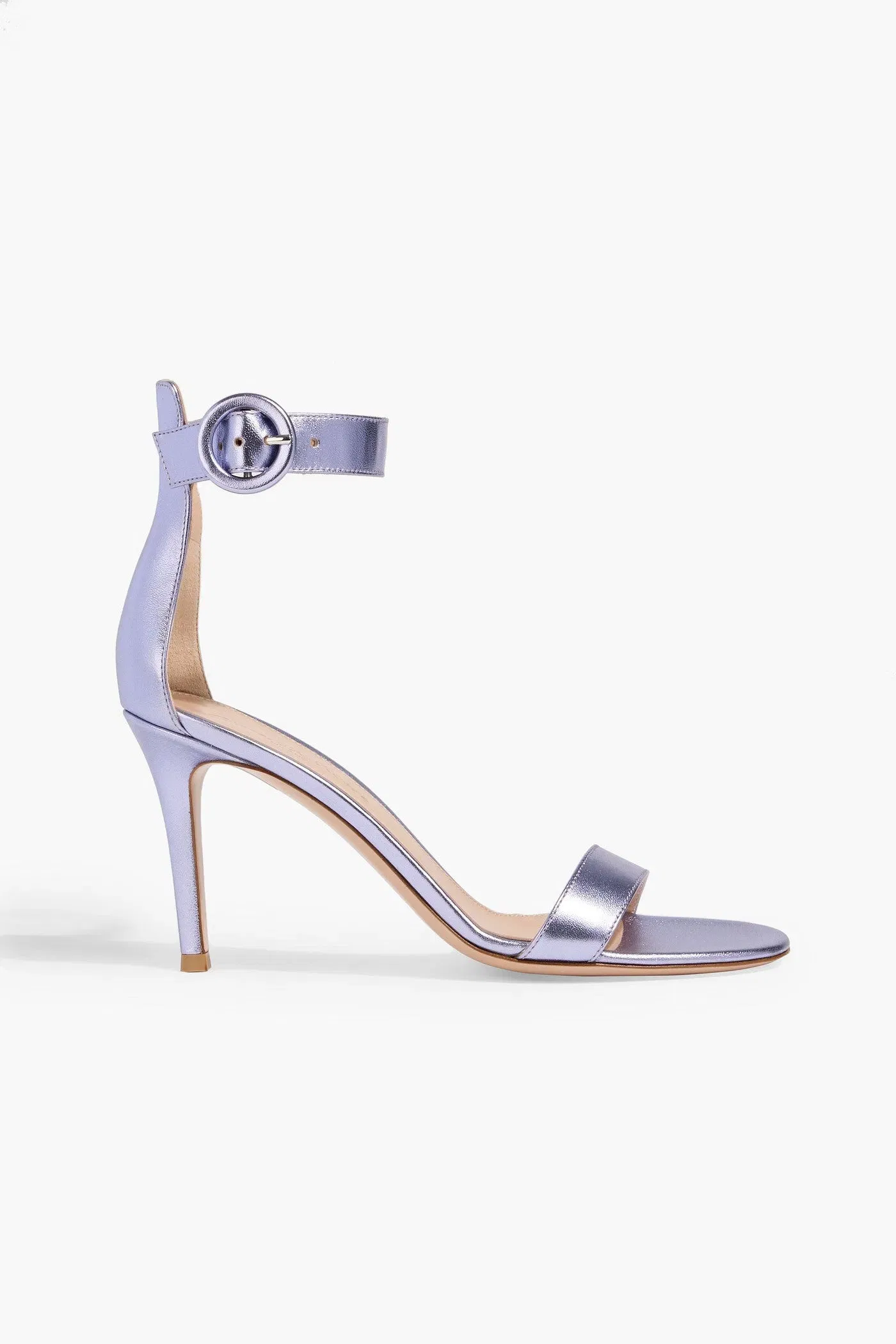 Gianvito Rossi Portofino 85 Metallic Leather Sandals Lavender Women's
