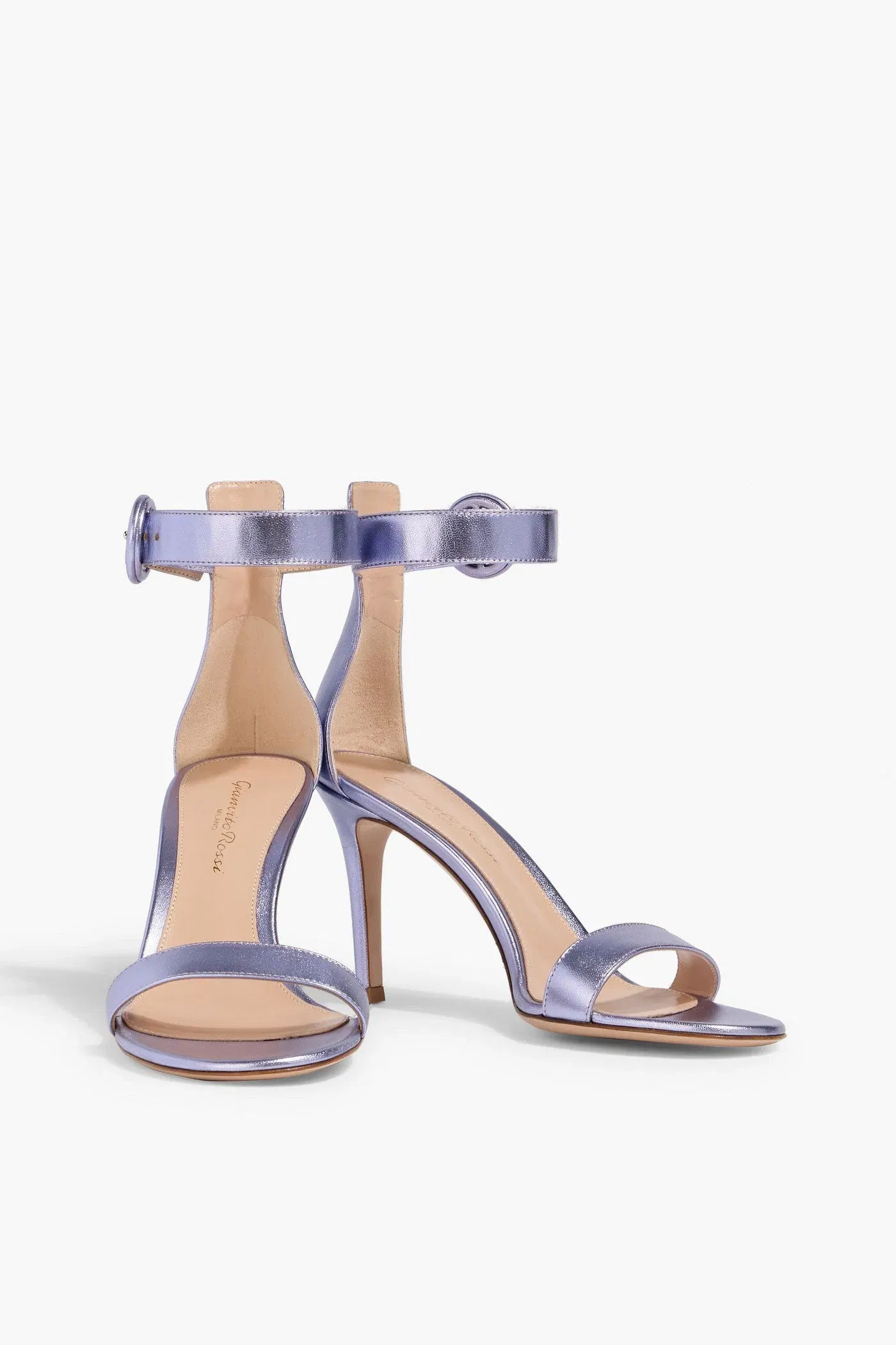 Gianvito Rossi Portofino 85 Metallic Leather Sandals Lavender Women's