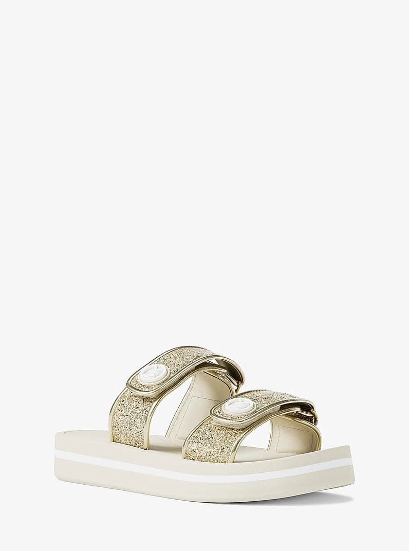Michael Kors Foster Glitter-Embellished Slide Sandal