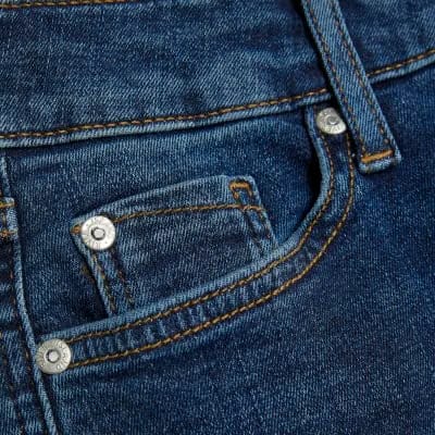 Petite Blue Mid Rise Flared Jeans