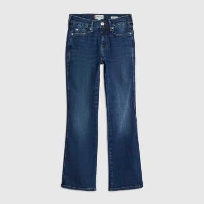 Petite Blue Mid Rise Flared Jeans