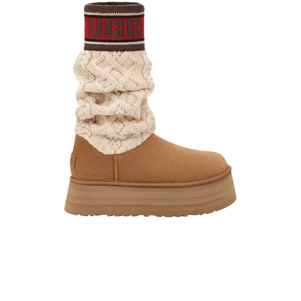 Ugg Classic Sweater Letter Boot Chestnut Womens