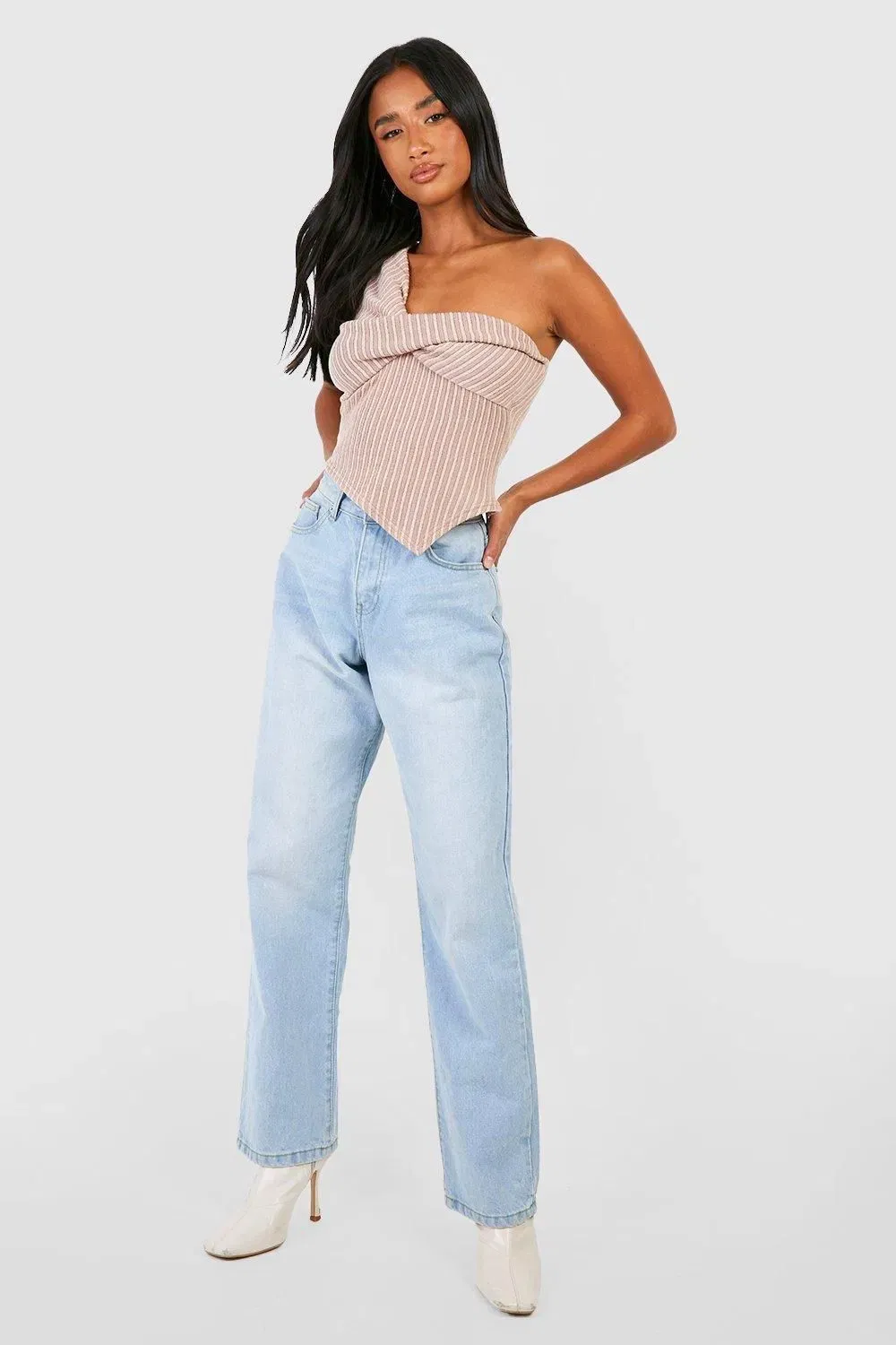 Petite Twist Front Asymmetric Hem Top