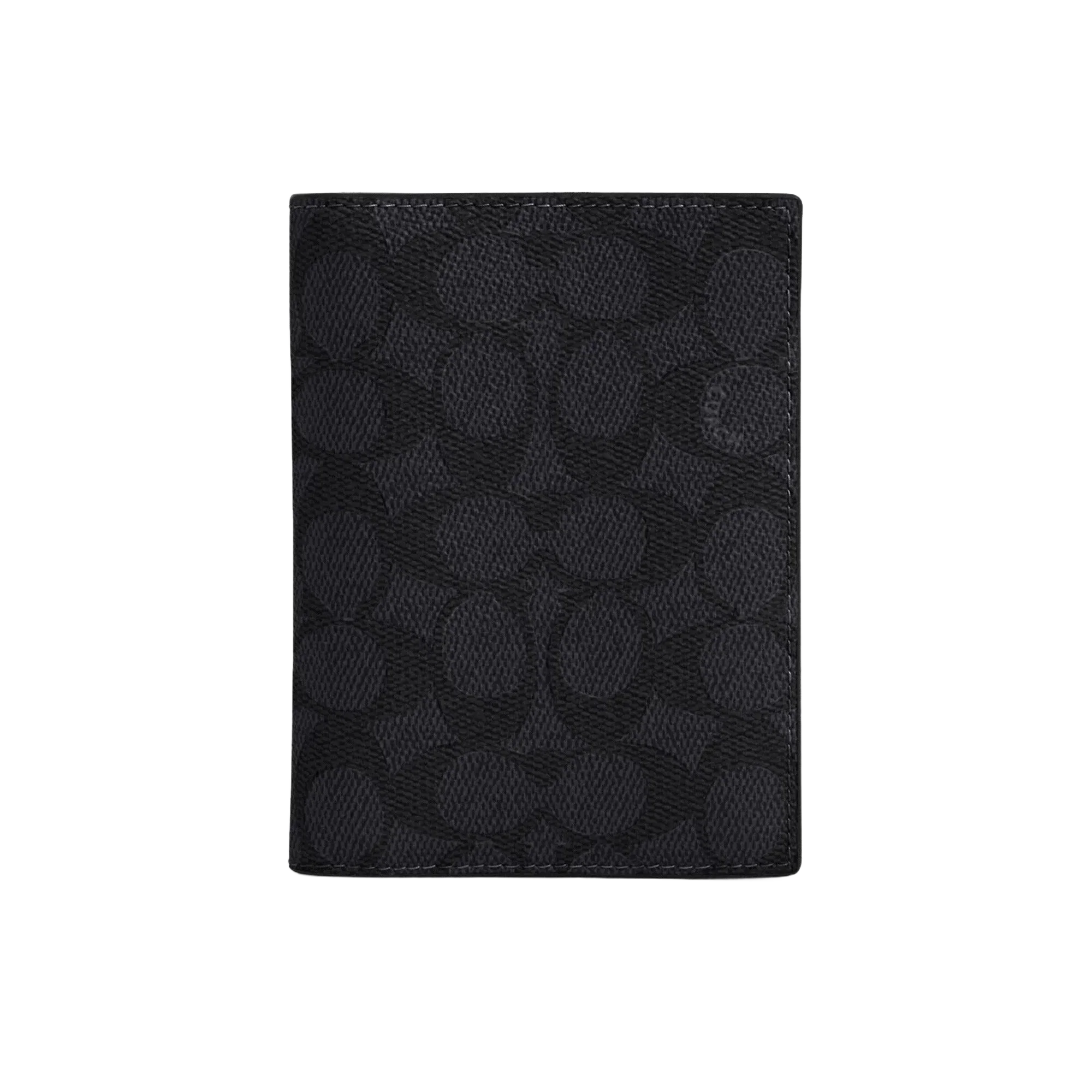 Coach Passport Card Case In Signature Canvas Gunmetal Charcoal Black