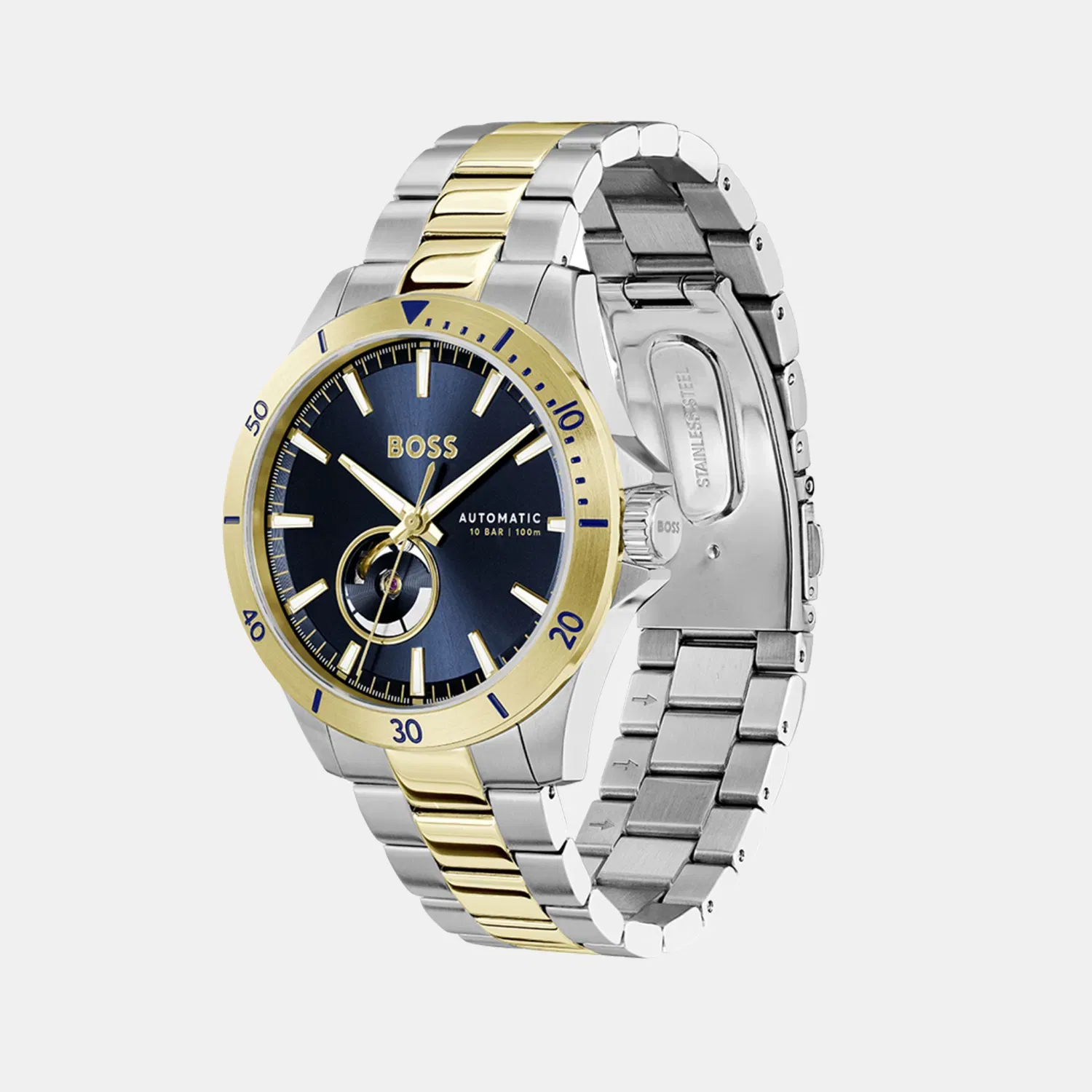 Boss Troper Men Automatic Blue Dial Analog Stainless Steel Watch 1514201