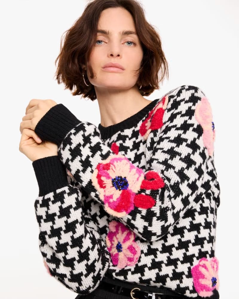 Houndstooth Poppy Sweater