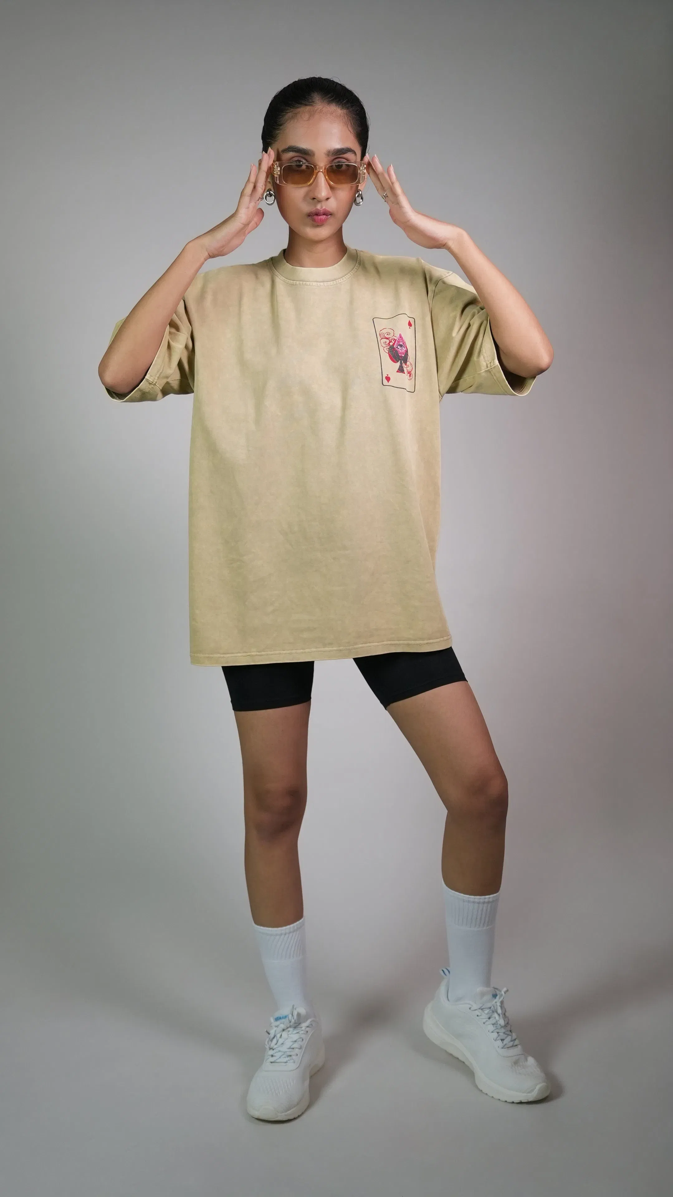 SPADE OF SECRETS BEIGE ACIDWASH WOMEN’S OVERSIZED T-SHIRT