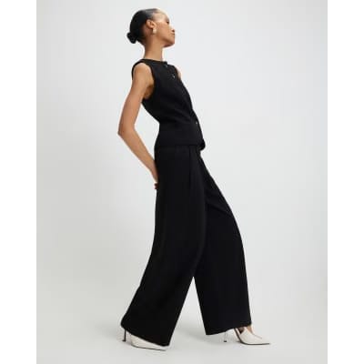 Black Tailored Wide Leg Trousers