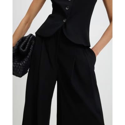 Black Tailored Wide Leg Trousers