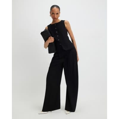 Black Tailored Wide Leg Trousers