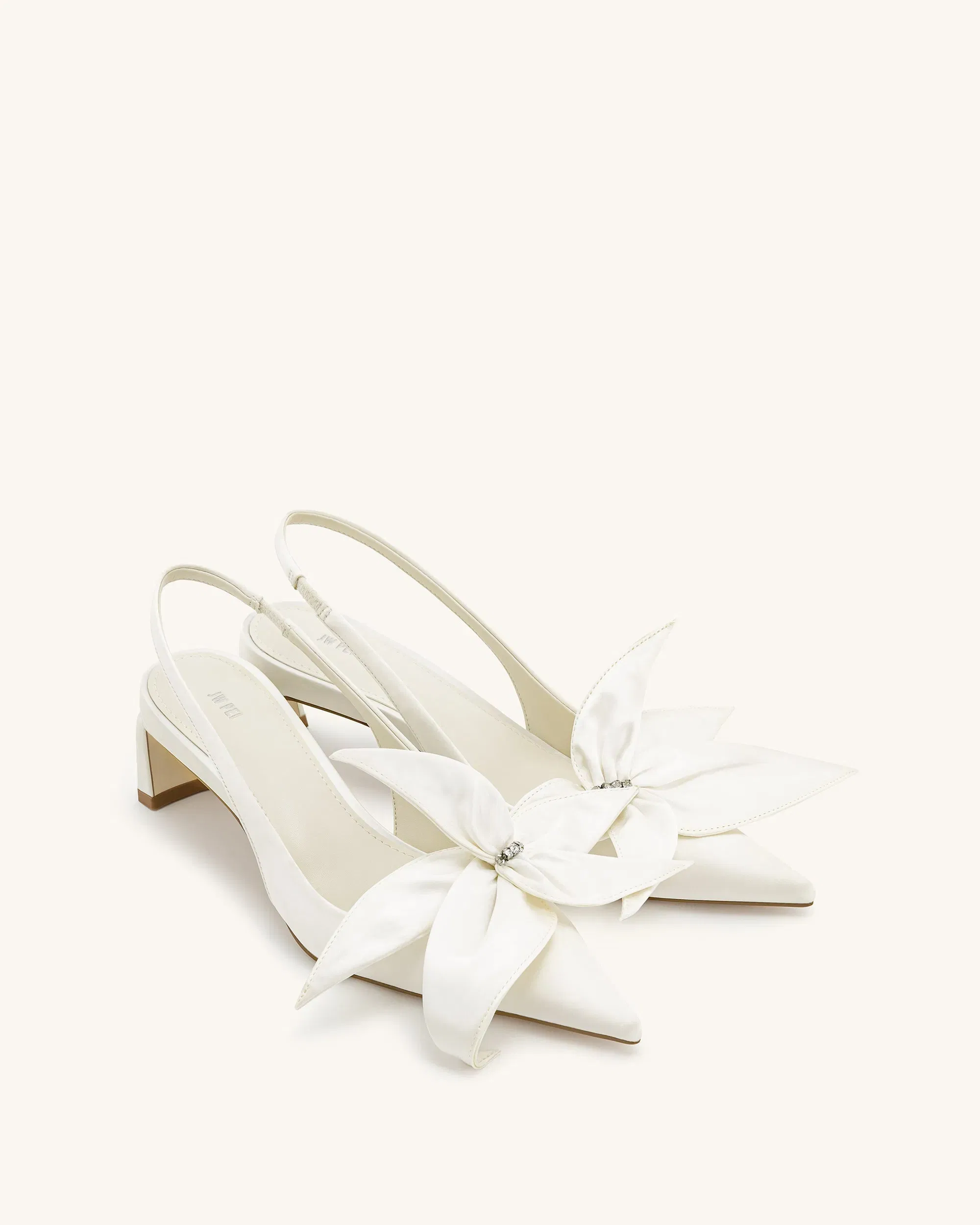Queena Floral Appliques Slingback Pumps - Blue