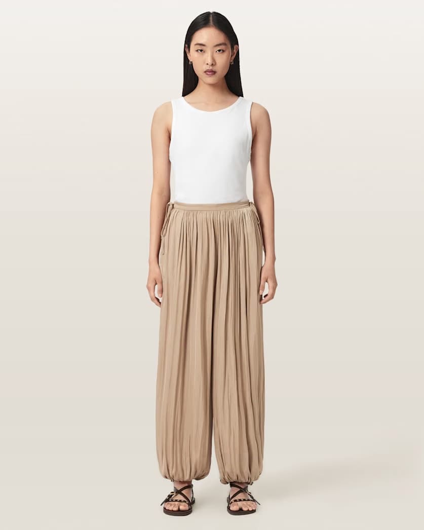 AllSaints Eshe Loose Fit Satin Pants Women's Pinto Brown Women's