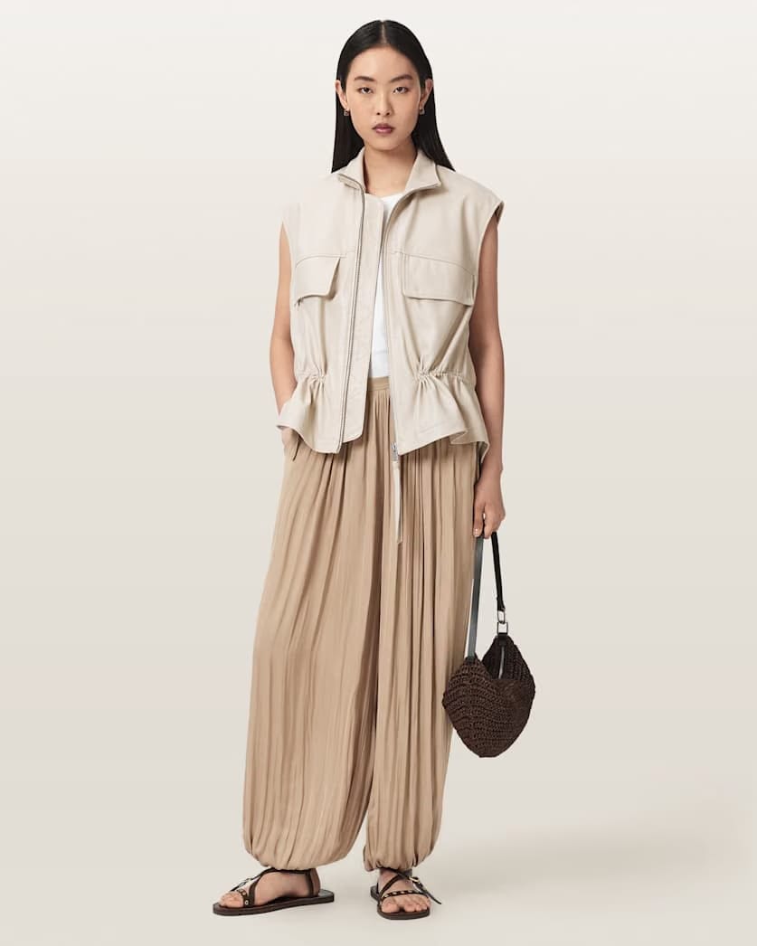 AllSaints Eshe Loose Fit Satin Pants Women's Pinto Brown Women's