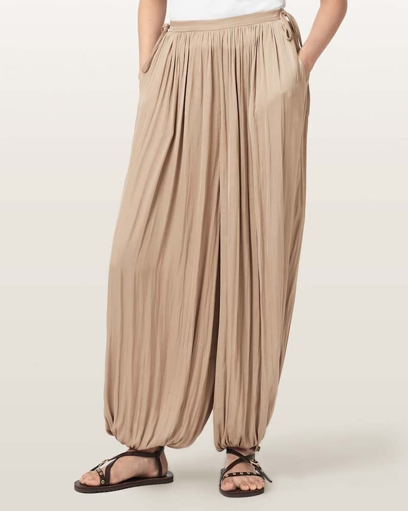 AllSaints Eshe Loose Fit Satin Pants Women's Pinto Brown Women's