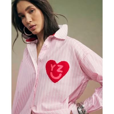 Pink Year Zero Stripe Back Slogan Shirt