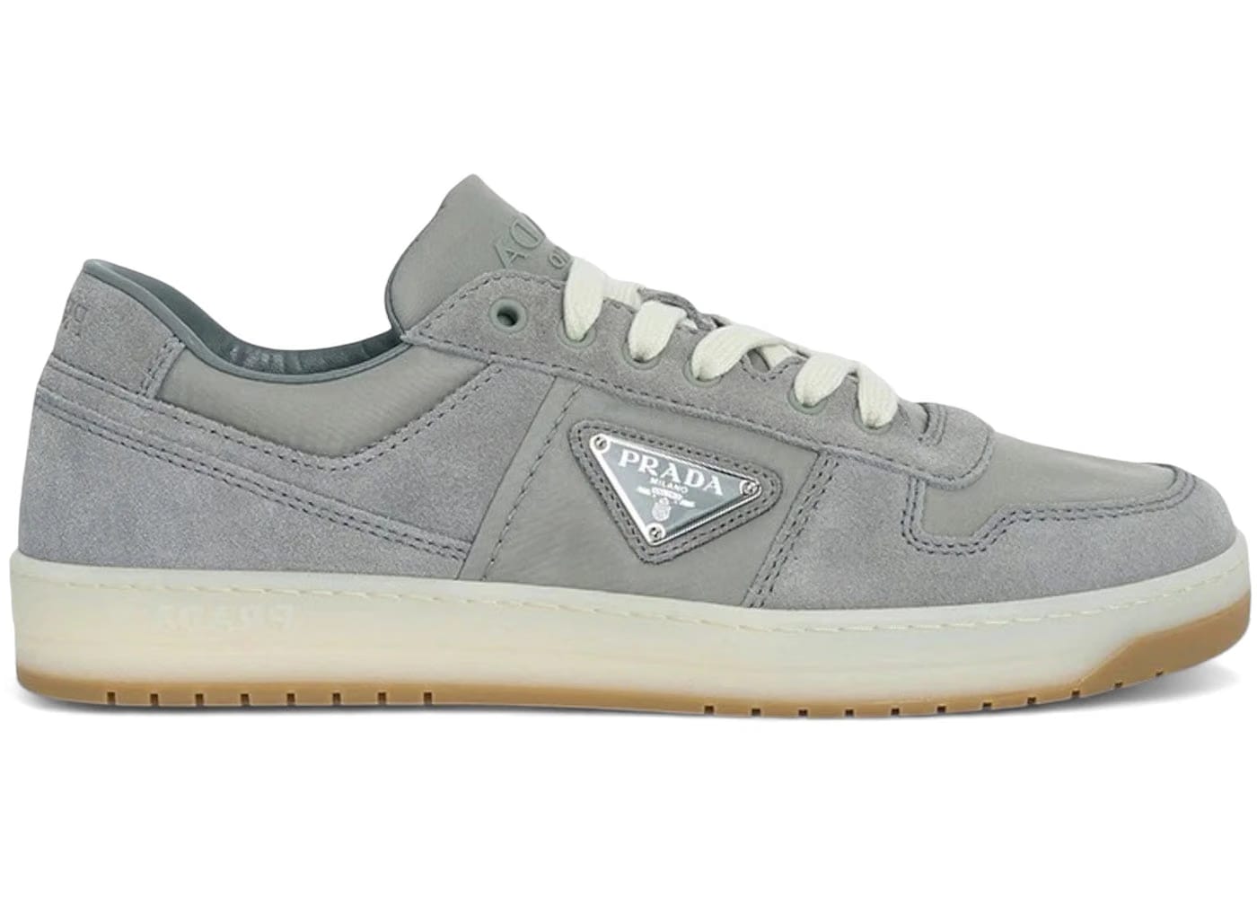 Prada Downtown Low Top Re-Nylon And Suede Sneakers Gray