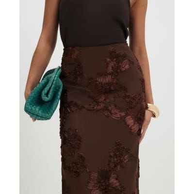 Petite Brown Cornelli Maxi Skirt