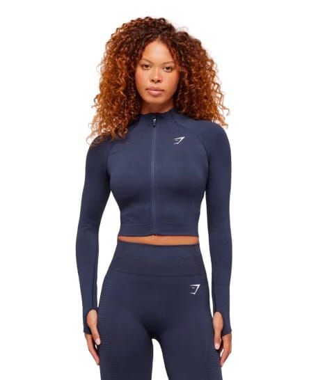 Women's Gymshark Vital Midi Zip Up Jacket Heavy Blue Marl