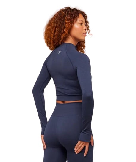Women's Gymshark Vital Midi Zip Up Jacket Heavy Blue Marl