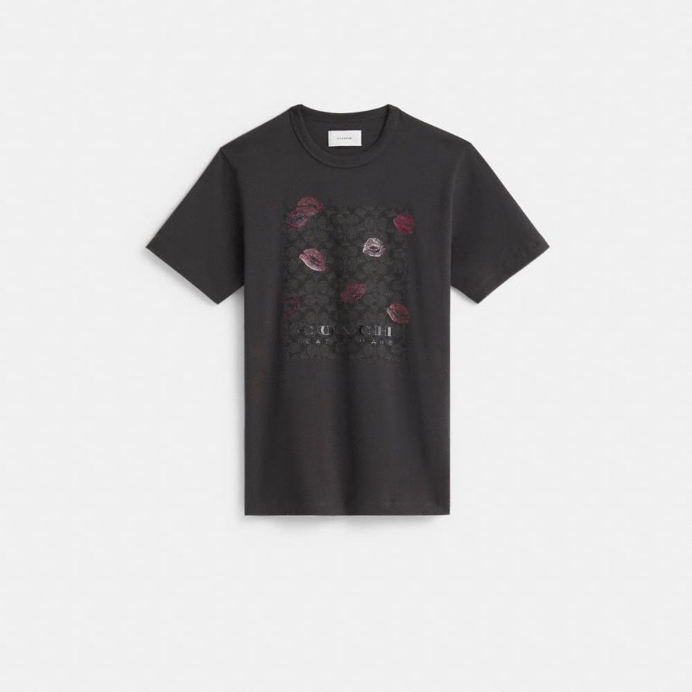 Restored Signature Square Kiss Print T-Shirt