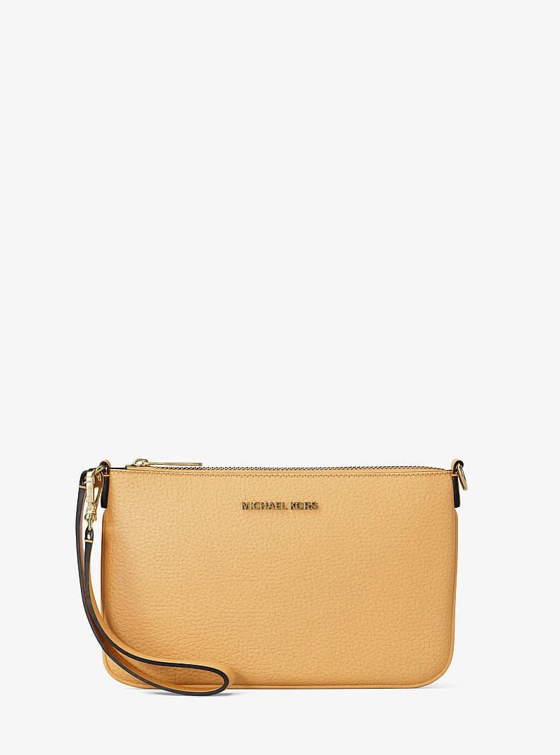 Michael Kors Jet Set Small Pebbled Leather Convertible Wristlet Honeywheat