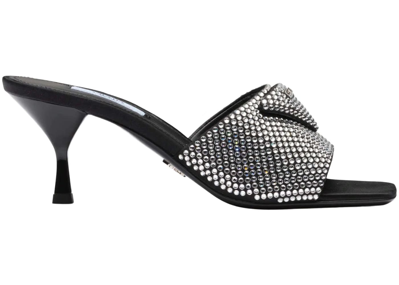 Prada 65Mm Crystal Heeled Sandals Black Satin