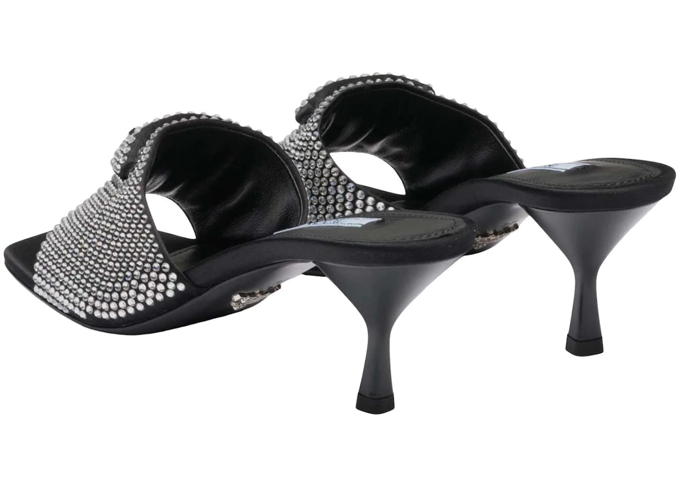 Prada 65Mm Crystal Heeled Sandals Black Satin