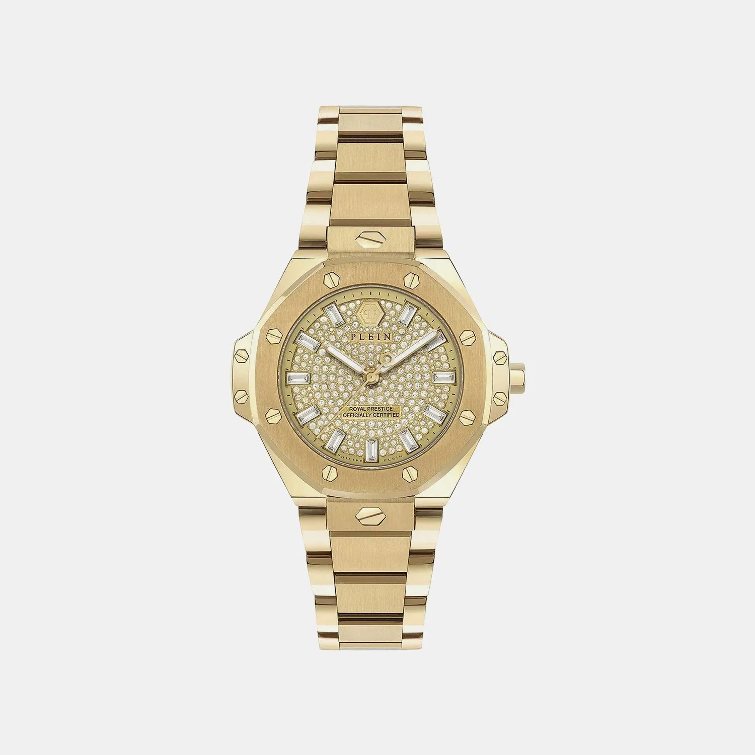 Philipp Plein Plein Royal Prestige Women Quartz Gold Dial Analog Stainless Steel Watch Pw4Fa0525