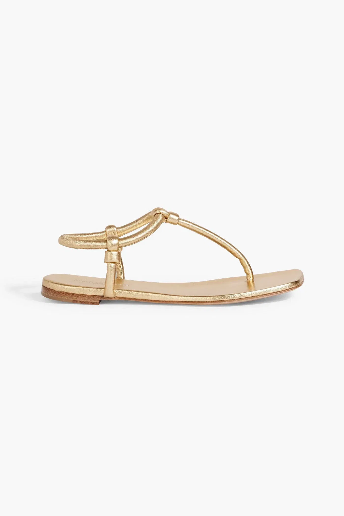 Gianvito Rossi Juno Metallic Padded Leather Sandals Gold Women's