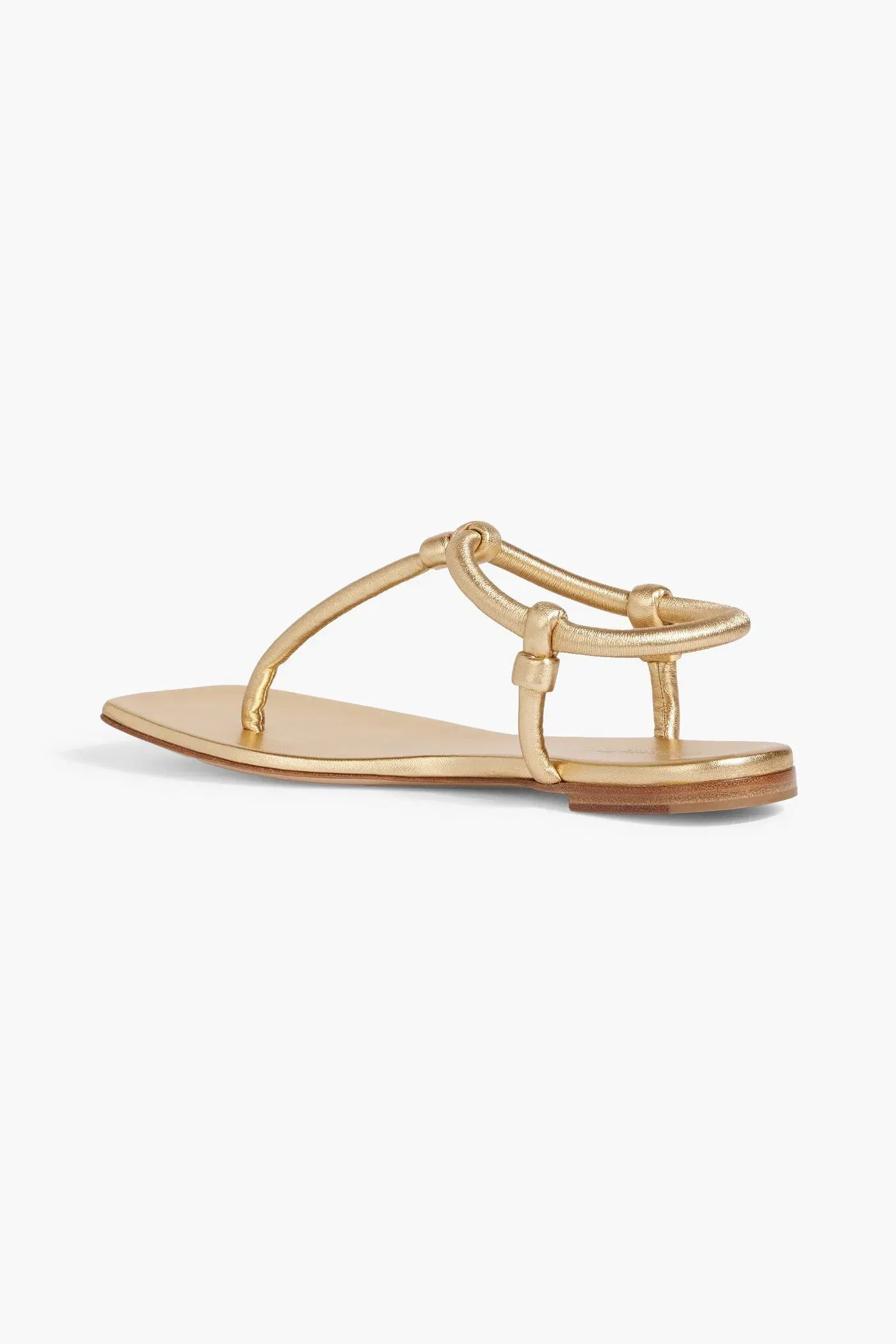 Gianvito Rossi Juno Metallic Padded Leather Sandals Gold Women's