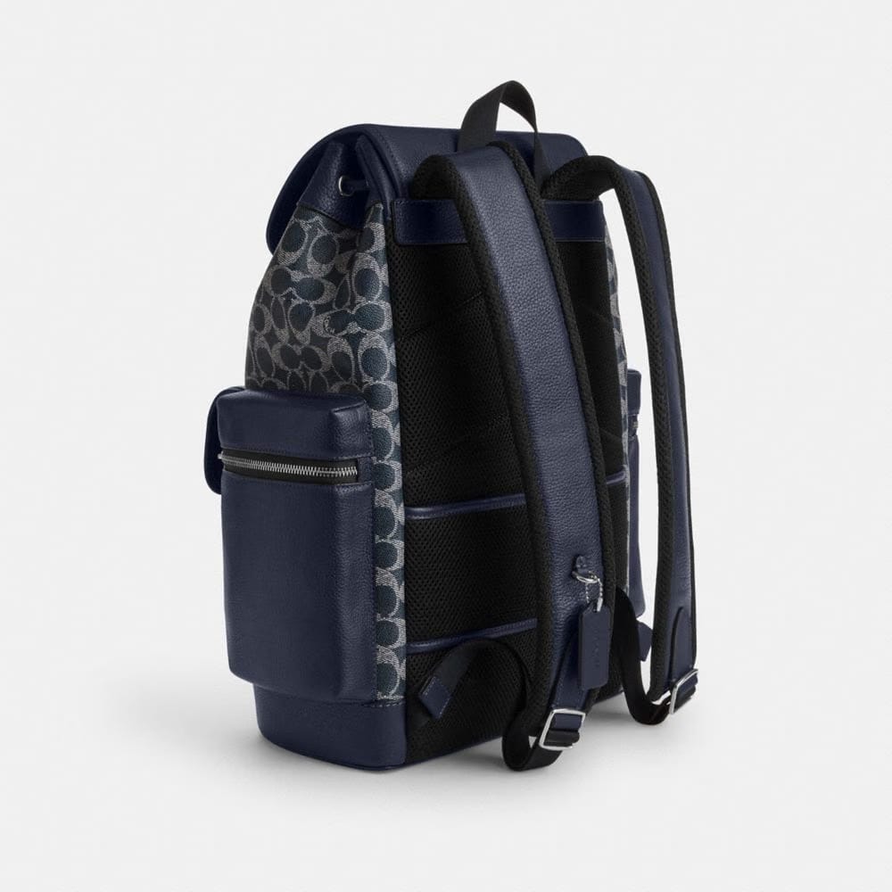 Coach Sprint Backpack In Colorblock Signature Canvas Silver Denim Chalk